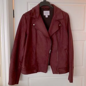 Maroon velvet zippered jacket